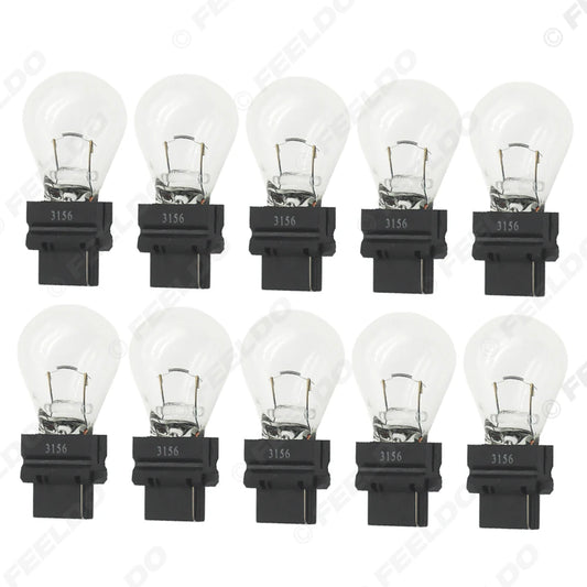 10pcs DC12V Car 3156 21W Clear Glass Lamp Brake Light Tail Bulb Car Indicator Headlight Halogen Lamp