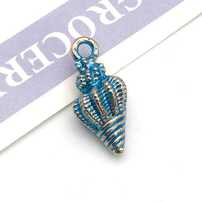 Hot Sale Natural Crafts Alloy Ocean Starfish Conch Seashell Enamel for DIY Nautical Jewelry Making Home Decoration
