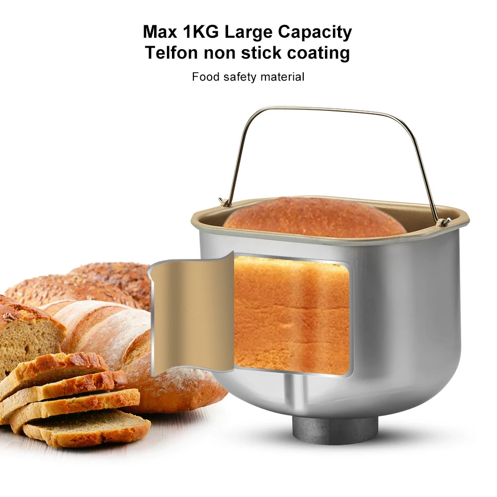 BioloMix Stainless Steel 19-in-1 Automatic Bread Maker,650W Programmable Bread Machine with 3 Loaf Sizes Fruit Nut Dispenser