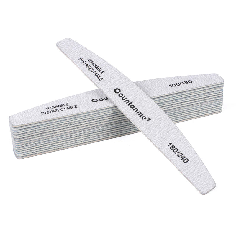 10pcs/Lot Professional Wooden Nail Files 180/240 Buffer 100/180 Grey Boat Wood Sandpaper Block Gel Polisher Sanding Nail Files