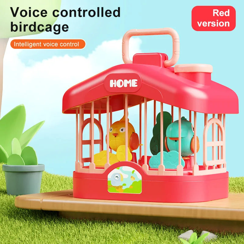Talking Birdcage Fish Cistern Children Early Education Voice Control Induction Simulation Bird With Light Music Educational Toy