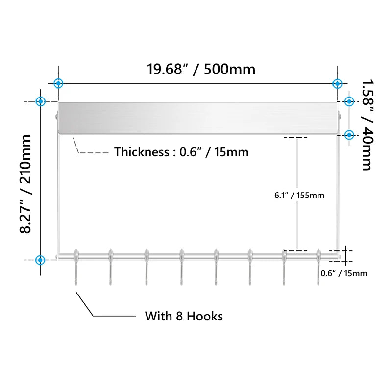 Knife Holder Rack  Wall Mounted Strength Holder Magnet Knife Magnetic Holder with Hooks for Kitchen