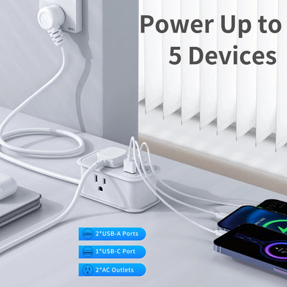 Hot Sale Electric PD 20W US 2 Outlets Flat Plug 1 USB Ports 2 Type-C OTP Protection Portable Tabletop Extension Power Strip