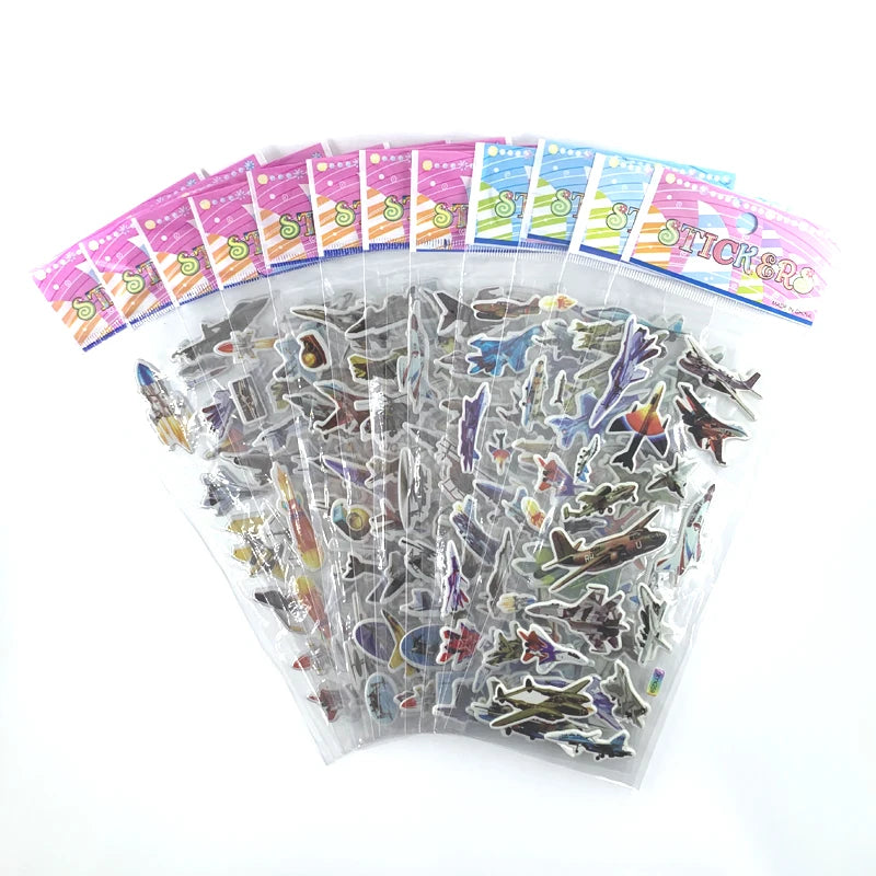 12Sheets/Set Military Fans Weapon Gun Pistol Stickers for Kids Boys PVC Bubble Scrapbook DIY Toys