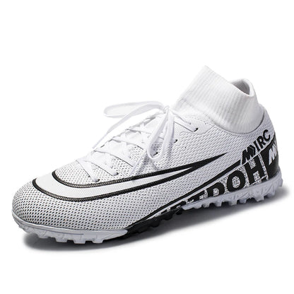 Football Shoes High Mid-Top Lace up Soccer Futsal Shoes Football Boots FG HG TF PU Leather Team Sports Boy's Men's Women's