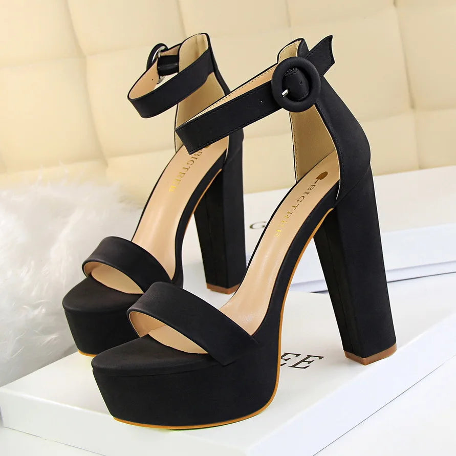 Big Tree 13.5 CM Heel Women Pumps High Heels New Ladies Shoes Fashion Women Sandals Sexy Platform Sandals square Heel Summer