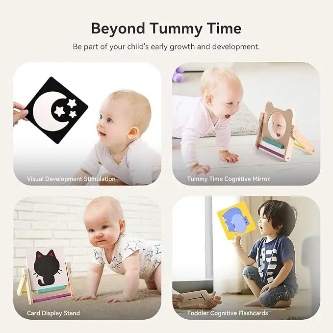 Wooden Rotating Baby Safety Mirror Montessori Visual Pre-School Mirror for Infant Early Education Cognitive Development Toy
