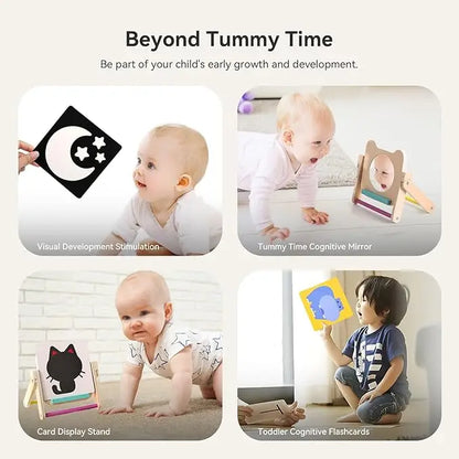 Wooden Rotating Baby Safety Mirror Montessori Visual Pre-School Mirror for Infant Early Education Cognitive Development Toy