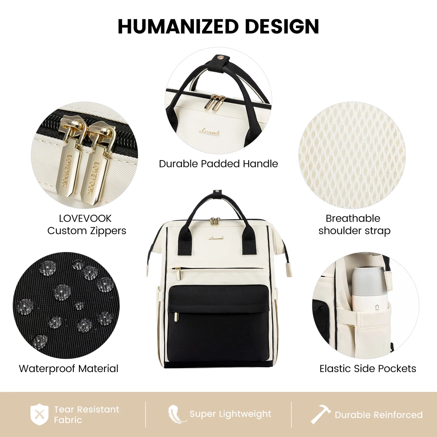 LOVEVOOK Hot Sell Bag 15.6 Inch Waterproof  Multifunction Nylon USB Charger Backpack Business Travel Laptop Backpack