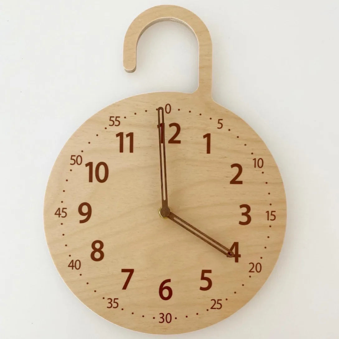 Wooden Silent Wall Clock Home Silent Wall Clock Children's Math Toy Silent Silent Eco-friendly Toy