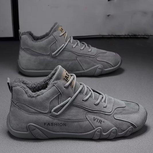 High Top with Added Fleece and Thickened Warm Cotton Shoes Sports and Casual Canvas, Height Increasing Cotton Boots