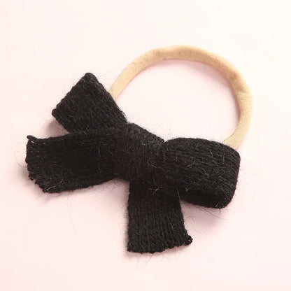 Cute Baby Hair Elastic Ties Bows with Knitted Wool Bow Rubber Band Ponytail Ties Headband for Infants Toddlers Girls Kids