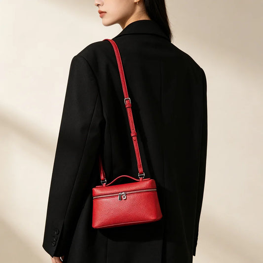 Signature Chic Lunch Bag Versatile Single-Shoulder Pu Cosmetic Bag Women Niche Elegant Crossbody Box Purse Zipper Small