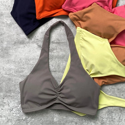 JY 2023 New Ropa Deportiva Vetements De Sport Femme Sports Halter V-neck Bra High Waist V-cut Leggings Pants 2 Pcs Yoga Sets Fit