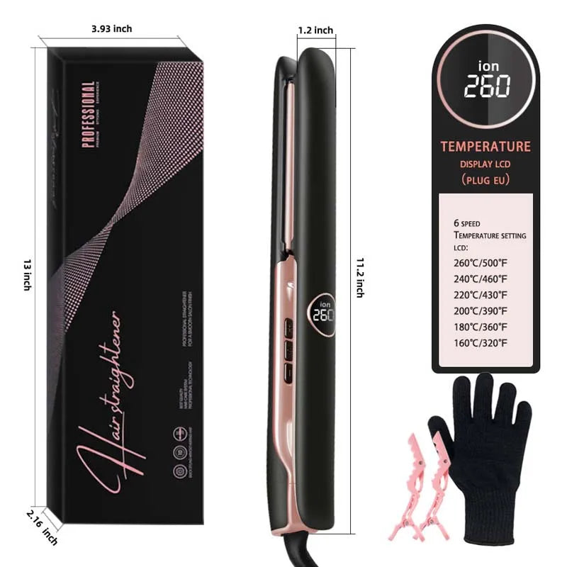 Wholesale 500F Hair Straightener Titanium Flat Irons Electric Ceramic Plate Flat Iron for Household LCD Display Straight Hair