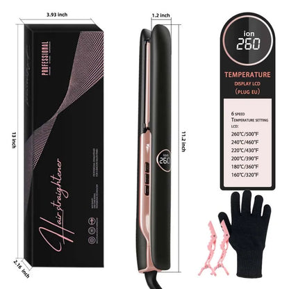 Wholesale 500F Hair Straightener Titanium Flat Irons Electric Ceramic Plate Flat Iron for Household LCD Display Straight Hair