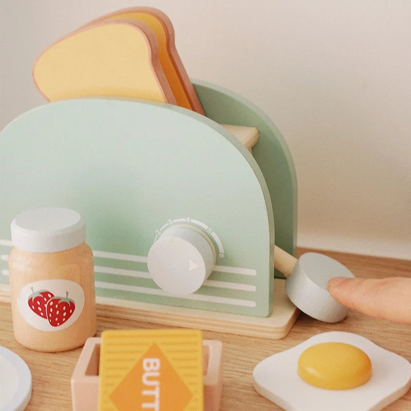 Wooden Children Simulate Every Family Toy Kitchen Bread Machine Toy Set Boys and Girls Education Parent-child Interaction