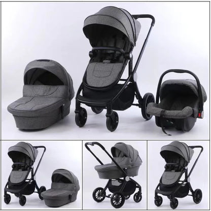 Portable 4-in-1 Baby Stroller with Adjustable Footrest and PU Wheels Sleeping Cot Carrying Basket-for Wholesaling