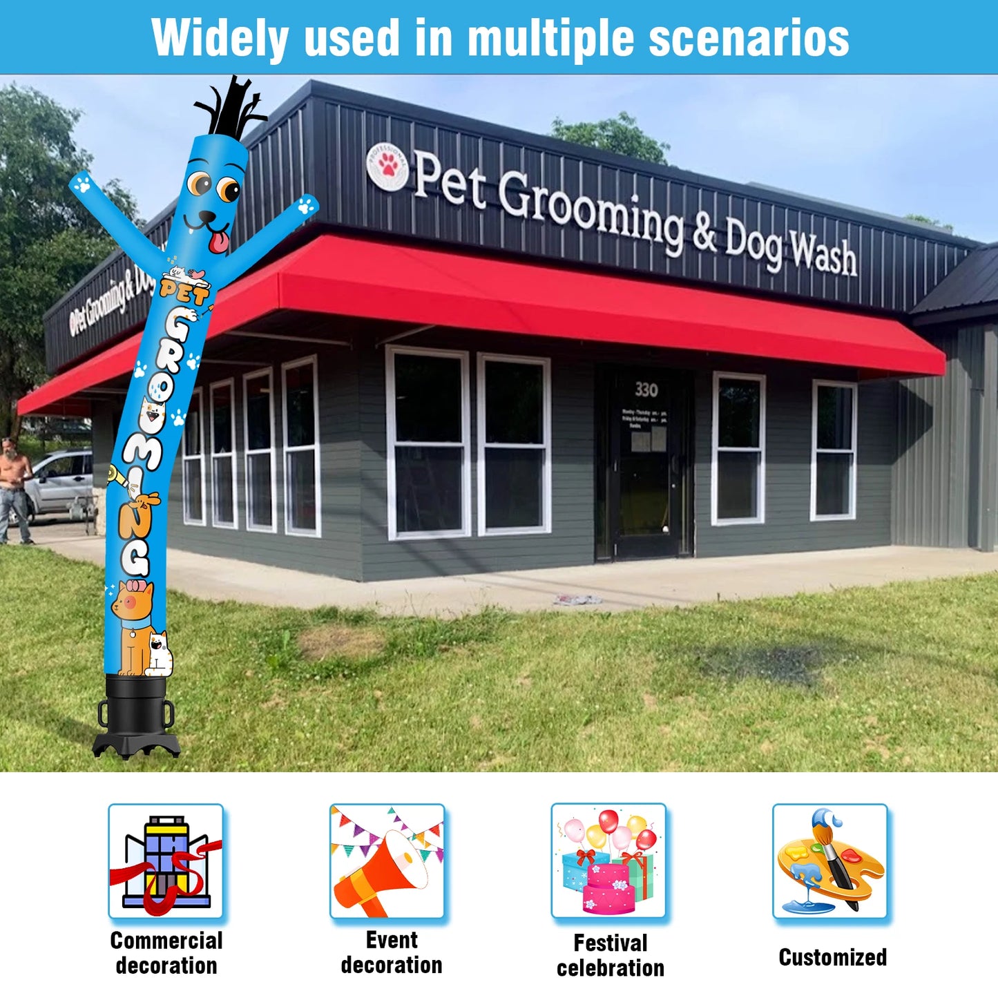 Pet Grooming Theme Inflatable Weird Wave Dancer TubeMan Outdoor Advertising Promotional Digital Air Dancer