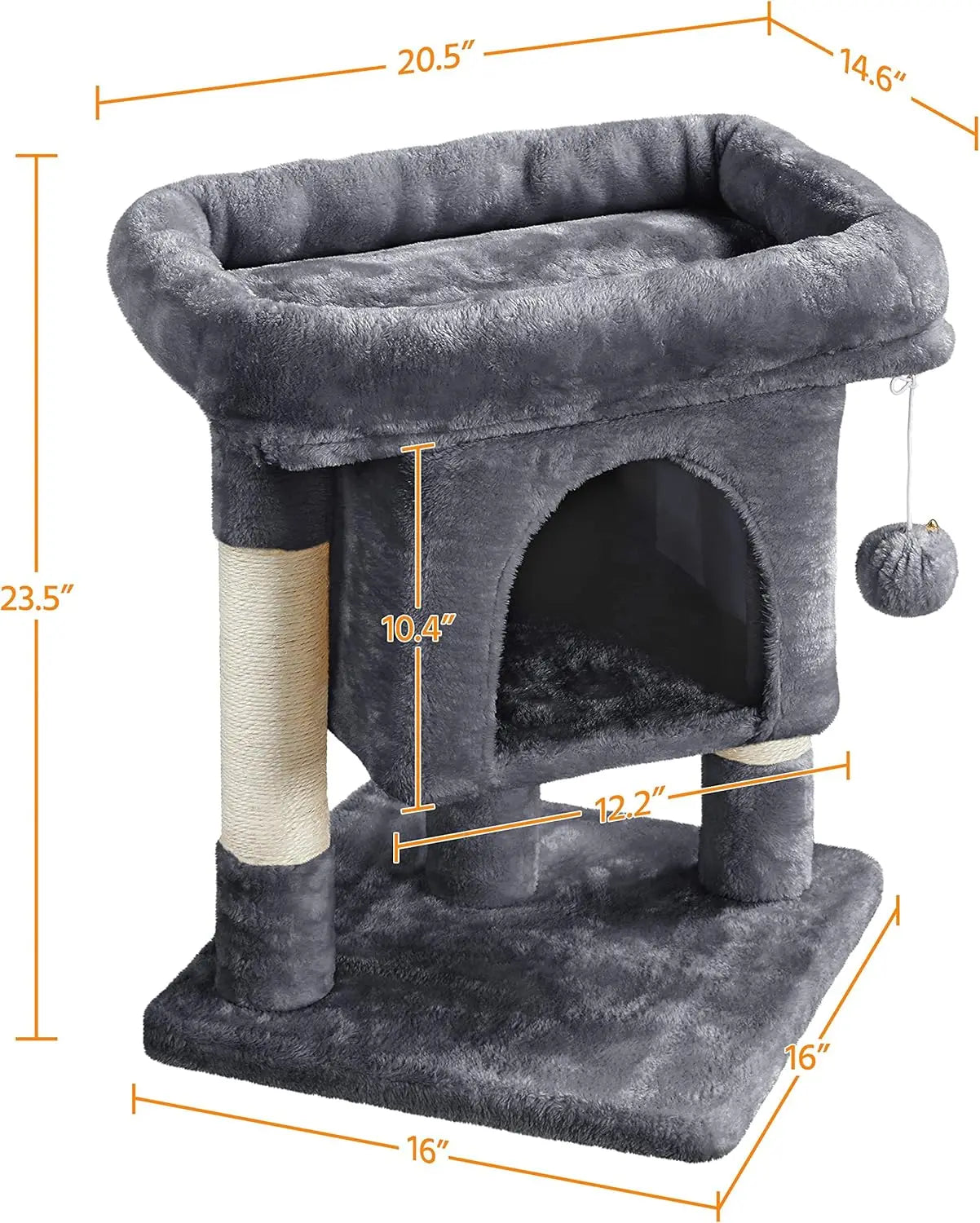 Hot Sale 23.5 Inches Cat Tree Tower Dark Gray Condo Sisal-Covered Scratching Posts Furniture for Pet Activity Cat House