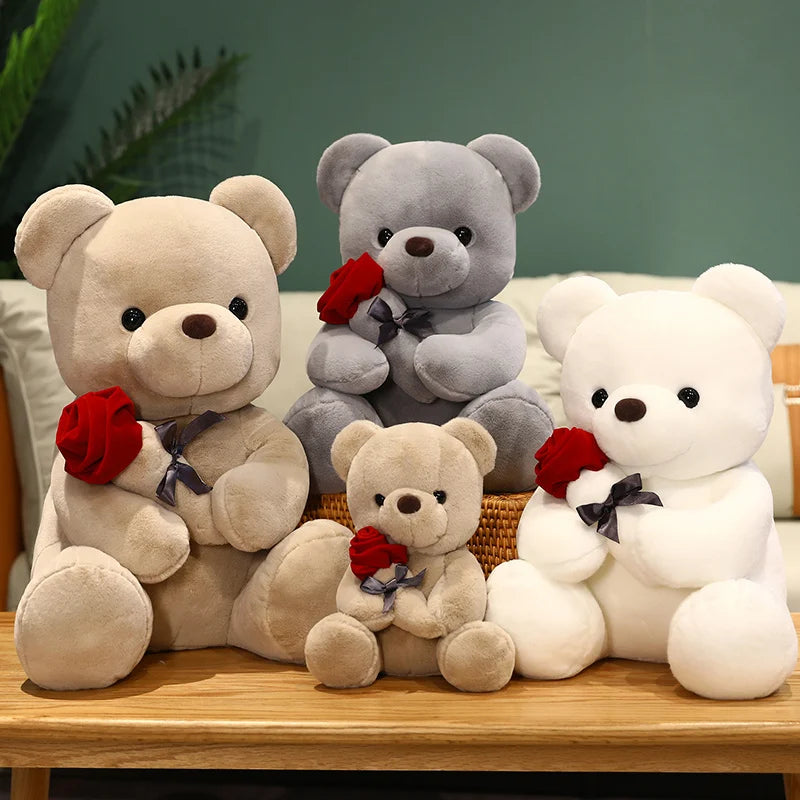 High Quantity Valentine's Day Confession Gift Cute Rose Bear Doll Super Soft Plush Toy Little Bear Stuffed Animal Girlfriend