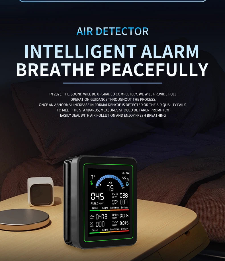 10 in 1 Year's Worth Computer Import Air Quality Monitor Measures PM2.5 PM10 CO2 AQI TVOC