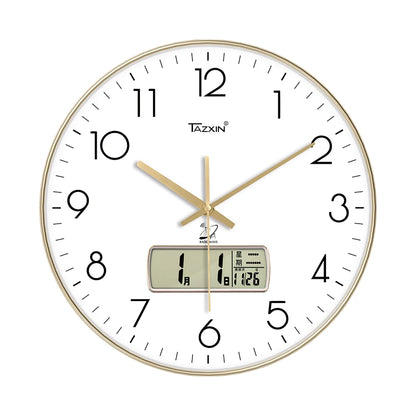 Modern Round ABS High Quality Plastic Multifunctional LCD Analog Scenic Electric Living Room Sports Wall Clock Large Display