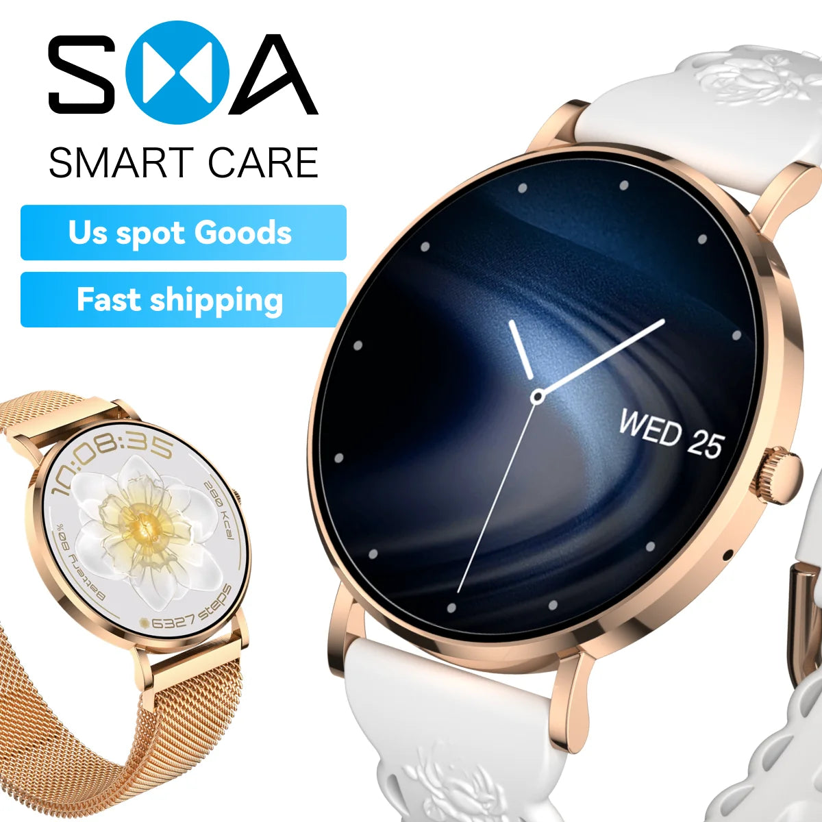 Fashion Women Smart Watch USA Stock AM28 Style 3ATM Waterproof Fitness Tracker Smartwatch