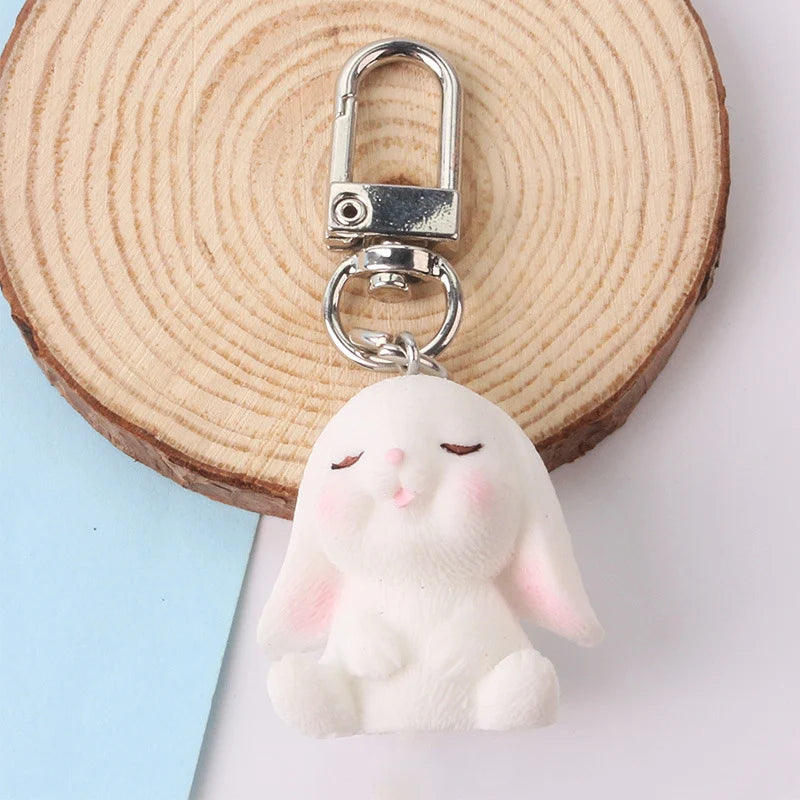 Cute Silicone Key Ring Rabbit Keychain Gift Kawaii Anime Keyring for Backpack Charms Bag Pendant Accessory