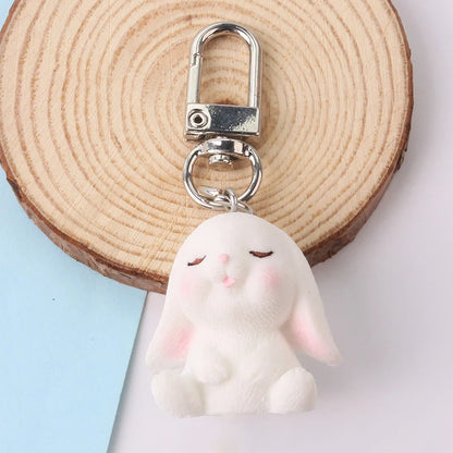 Cute Silicone Key Ring Rabbit Keychain Gift Kawaii Anime Keyring for Backpack Charms Bag Pendant Accessory