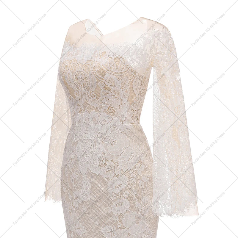 3020# Strapless Beach Boho Wedding Dress Lace Flare Sleeve Sheath Elegant Bridal Gown 2022 Off the Shoulder Sweep Train