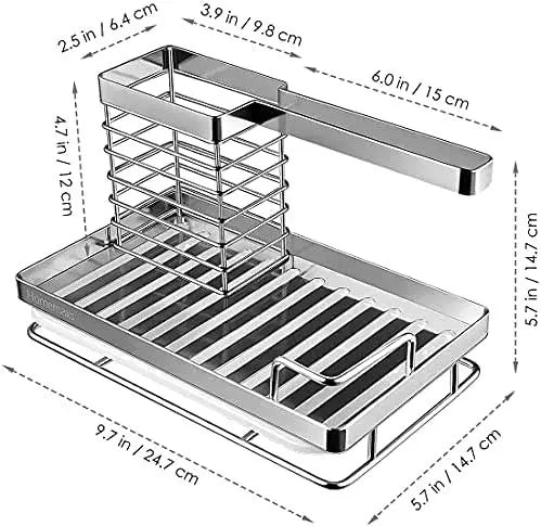 Spot Wholesale Chrome 304 Stainless Steel Punch-free Paste Kitchen Sink Drain Rack Storage Sink Sponge Rack
