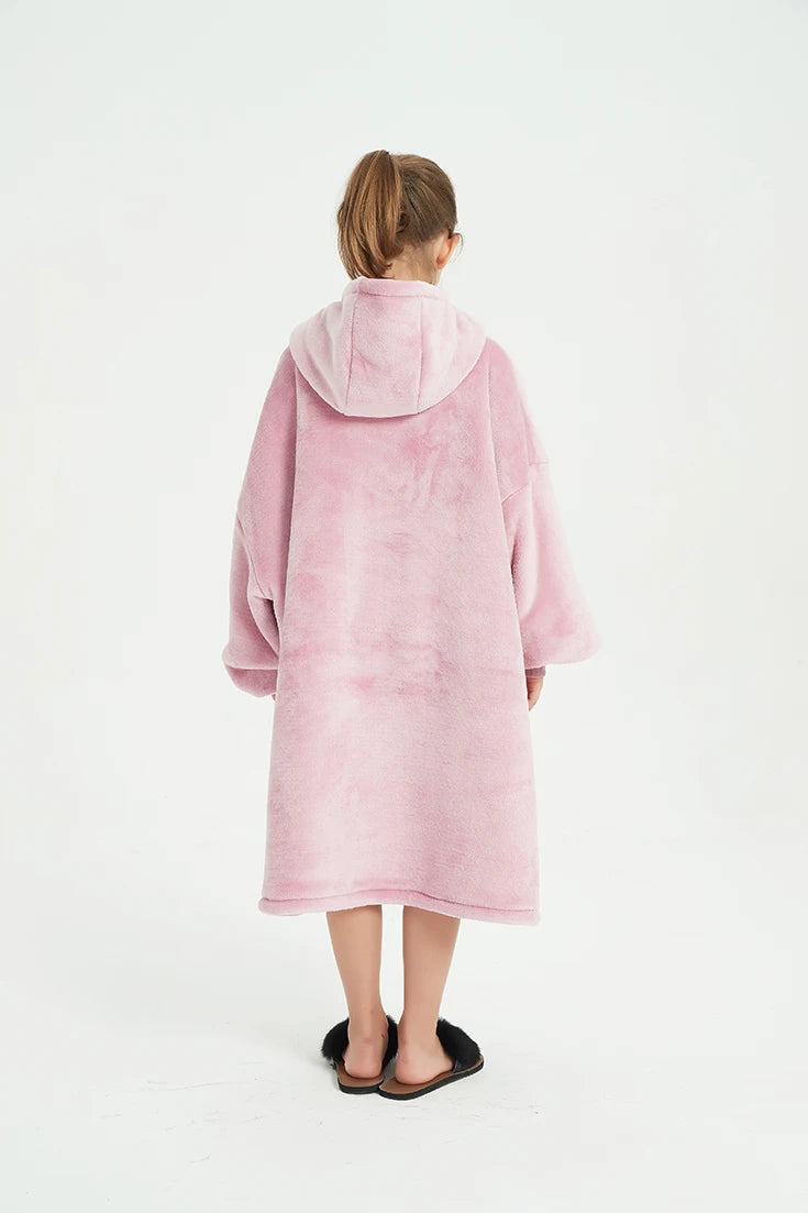China Factory Oversized Winter Kids Wearable Hoodie Blanket Winter Custom Sherpa Hooded Blanket Kids Wearable Christmas Blanket