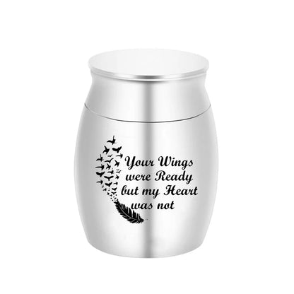 Customize Urn Decorative Memorial Keepsake Stainless Steel Cremation Urns for Human Pet Ashes - Your wings Were Ready 30x40mm