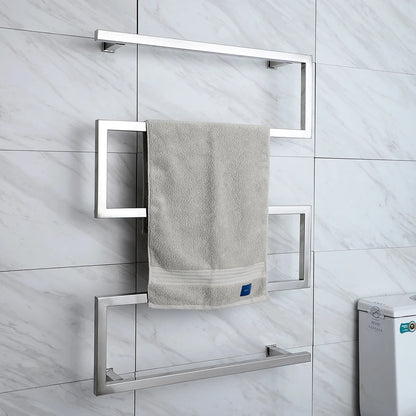 Wall Mounted Electric Heated Warming Rack Heated Drying Rack Towel Warmer with Built-in Timer and Hardwired and Plug in Options