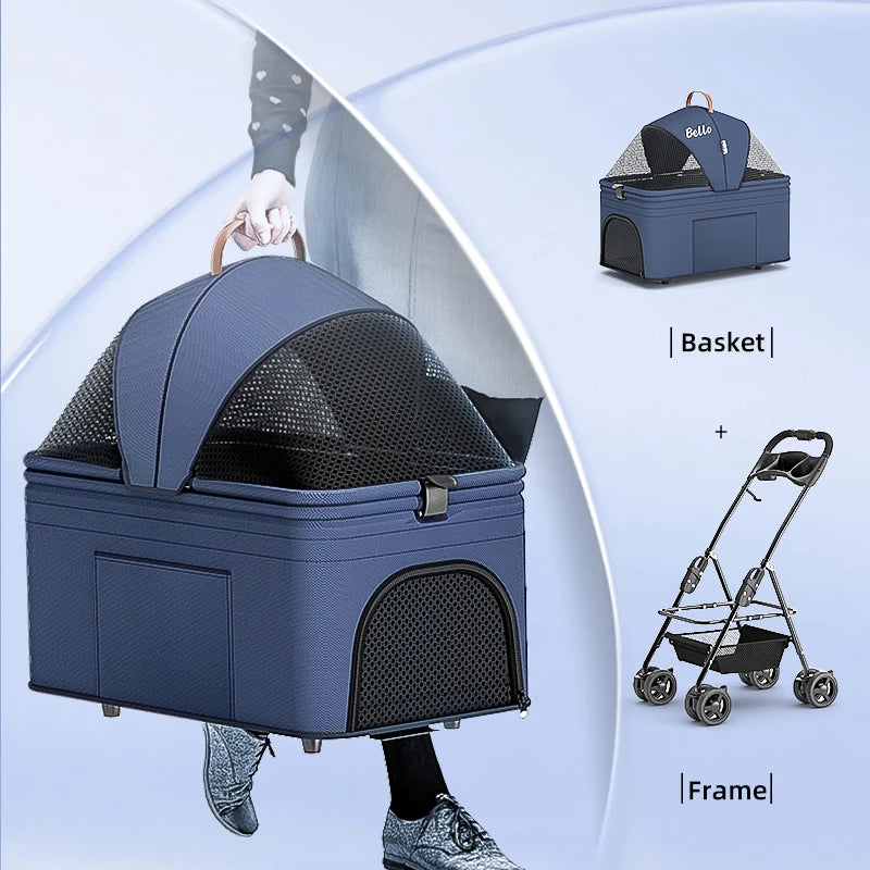 (Ready to Ship) Manufacture 4 Universal Wheels Cheap Convenient Pet Stroller for Puppy and Kitty Outdoor Walking Trolley