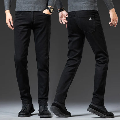 Herren-Jeans 2022 Großhandel Hochwertige Retro-Jeans in Schwarz für Herren, gewaschen, locker geschnitten, mit elastischem Bund