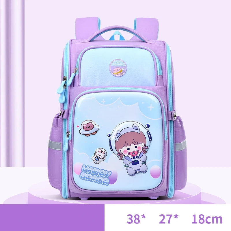 New Cartoon School Bag for Students Grades 1-6 Large Capacity Waterproof Shoulder Bag Mochila Escolar