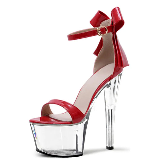 New17-centimeter Thin Black Platform Transparent Pole Dance Stripper Bed Charm, Fashionable and Sexy Plp-size Women's High Heels
