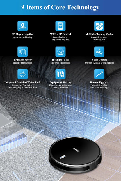 Robot Vacuum Cleaner G20S, 6000Pa Suction,Remote Upgrade, 2 in1 Wet Dry Mop, Wifi App, Smart Vaccum Auto Floor Washing for Home,