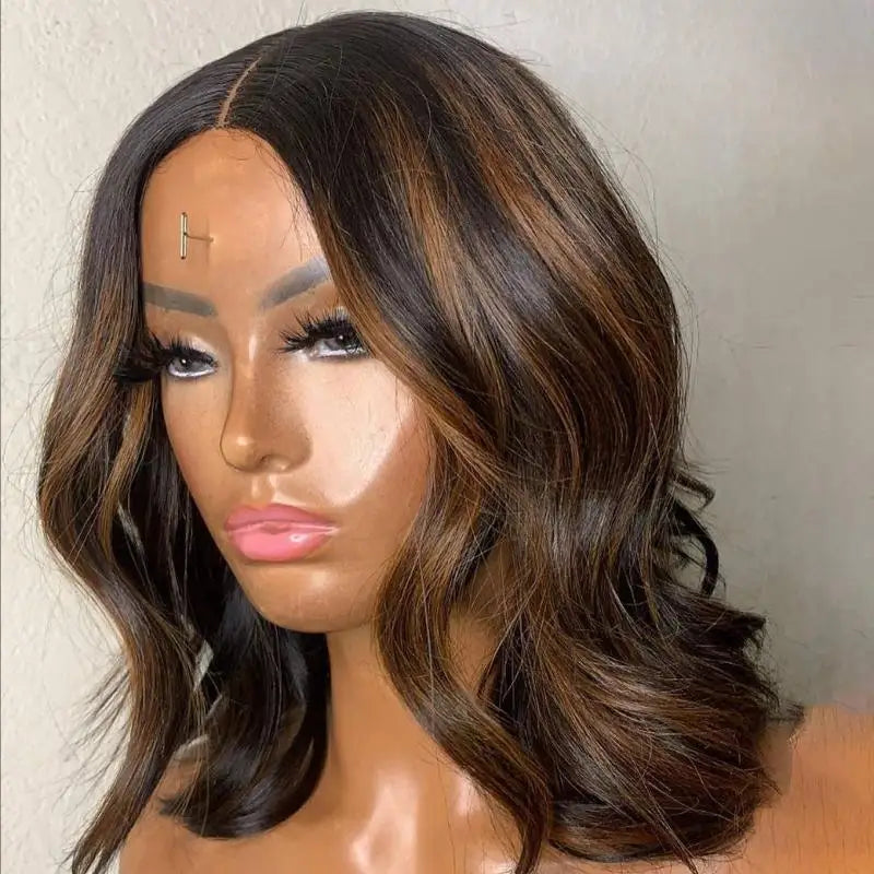 Highlight  Blonde Color13X4 Lace Frontal Human Hair Wig Glueless Bob Weave Wigs Short Bob Lace Front Wig for Women