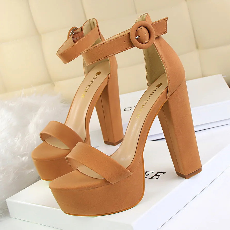 Big Tree 13.5 CM Heel Women Pumps High Heels New Ladies Shoes Fashion Women Sandals Sexy Platform Sandals square Heel Summer