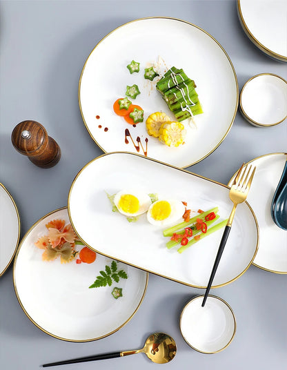 Home Premium Good Rim Ceramic Plates Sets Dinnerware Plate Dish
