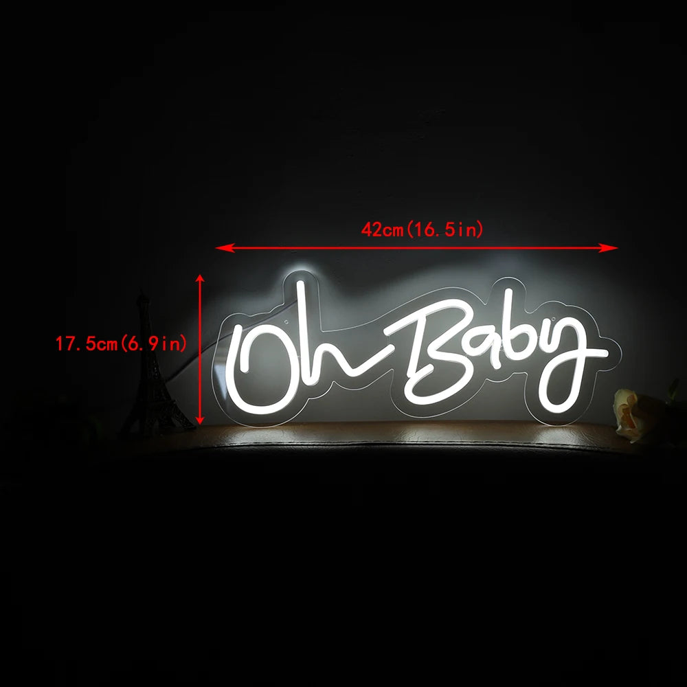 Oh Baby Creative Neon Sign LED Luminous Letter Style Atmosphere Decoration Acrylic