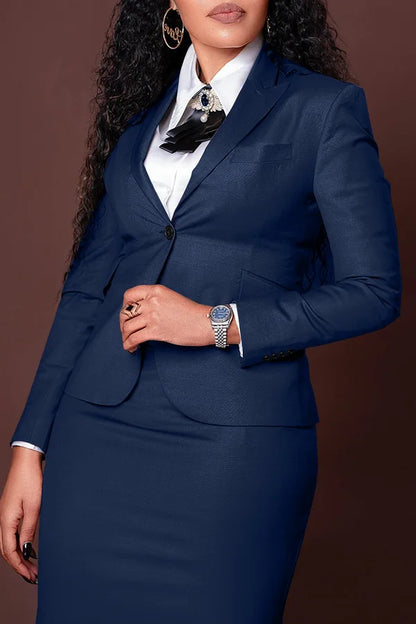 BN359 High Quality Ladies Suits Office Wear Long Sleeve Suit and Slit Slim Skirt Set Two Piece Business Suits for Women