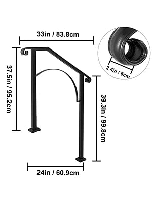 VEVOR Handrail Arch Railing White Fits 1 Or 5 Steps Stair Rail Wrought Iron Hand Rails With Installation Kit For Outdoor Steps
