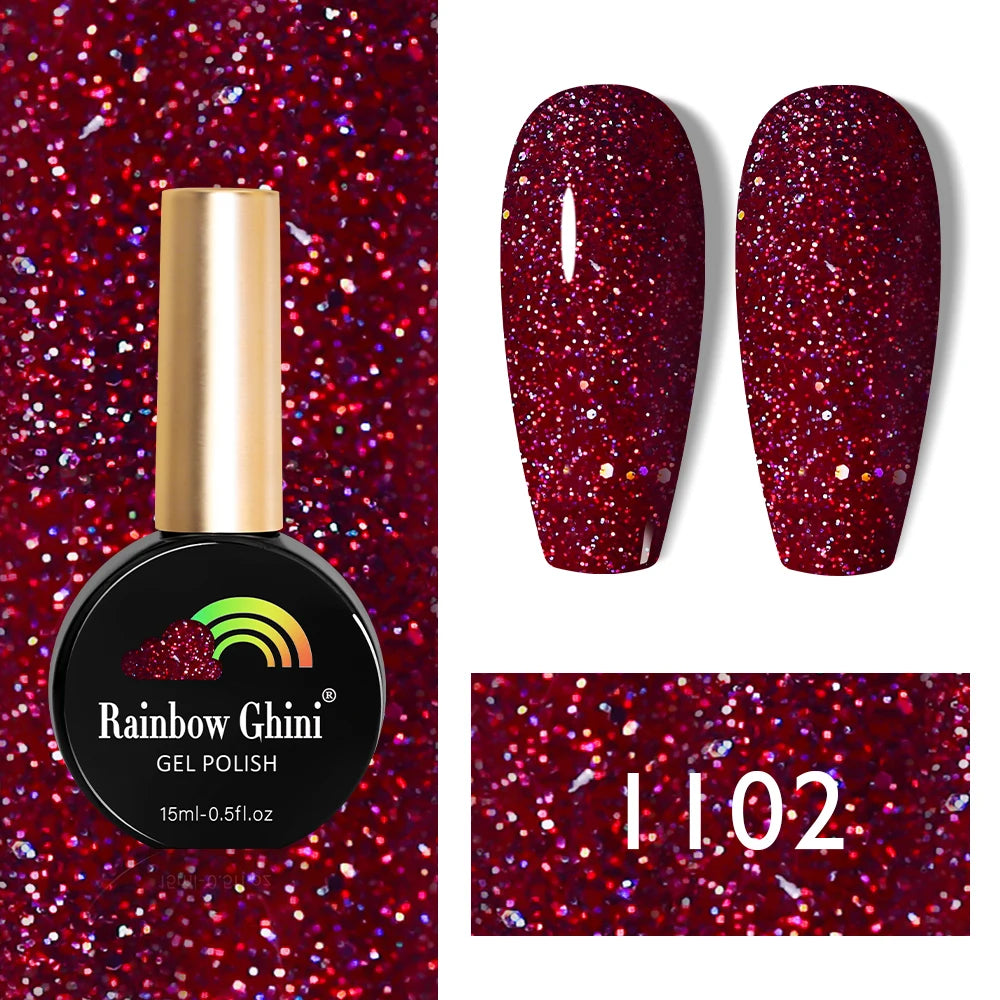 Rainbow Ghini 15ml HEMA TPO FREE Christmas Dark Red Wine Color Series Gel Nail Polish UV Nail Enamels Varnish Nail Supplies