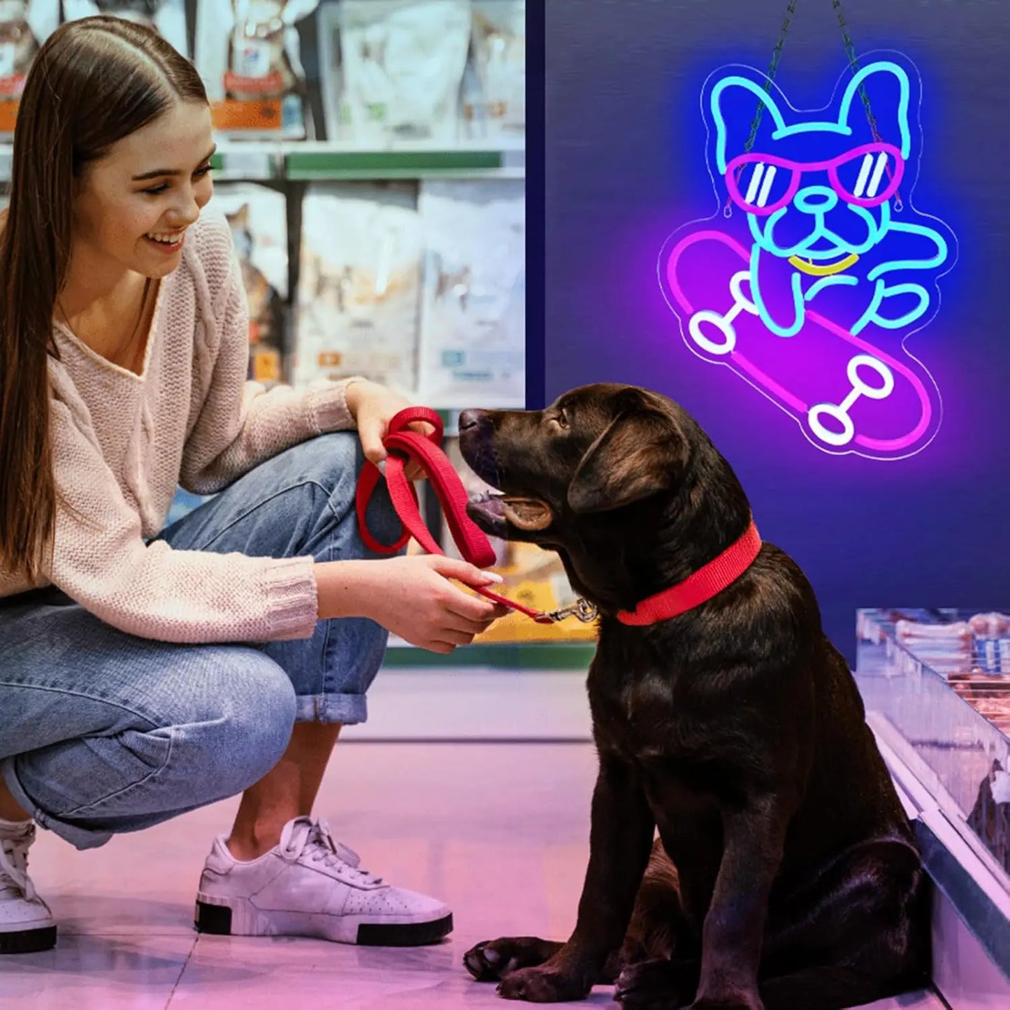 French Bulldog LED Neon Light Sign Dog Skateboard Wall Decor Bedroom Living Room Pet Shop Bar Party IP65 Made Acrylic Lamp