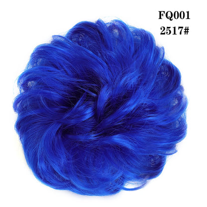 LUPU Synthetischer Haarknoten, unordentliche Haargummis mit Gummiband, natürliche, falsche Haargummistücke, Pferdeschwanz, farbig, Schwarz, Lila, Rosa, Grün