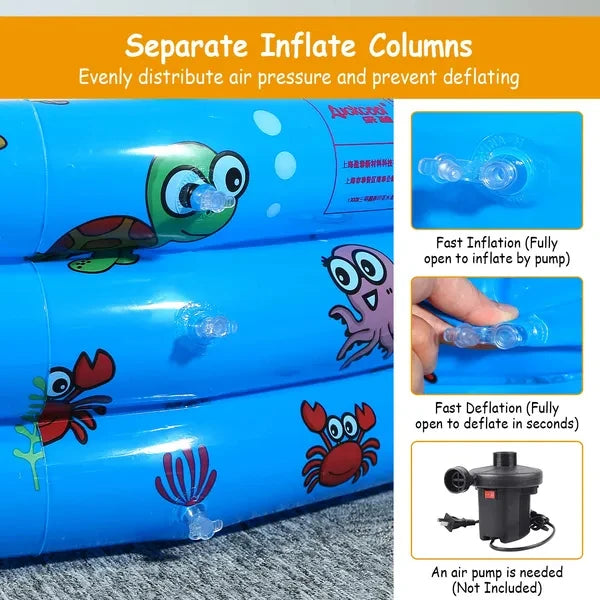 51x13-Inch Durable Foldable Swim Ball Pool FCJ Large Inflatable Family Swimming Pool for 3 Kids Easy to Blow up